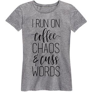 FINAL💵Coffee Chaos & Cuss Words relaxed tee, S